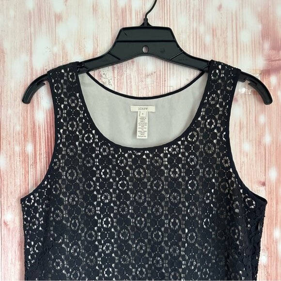 J. Crew Leslie Black Eyelet Crochet Lace Dressy Tank Top - Picture 3 of 10